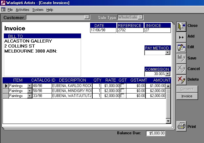 Invoice form